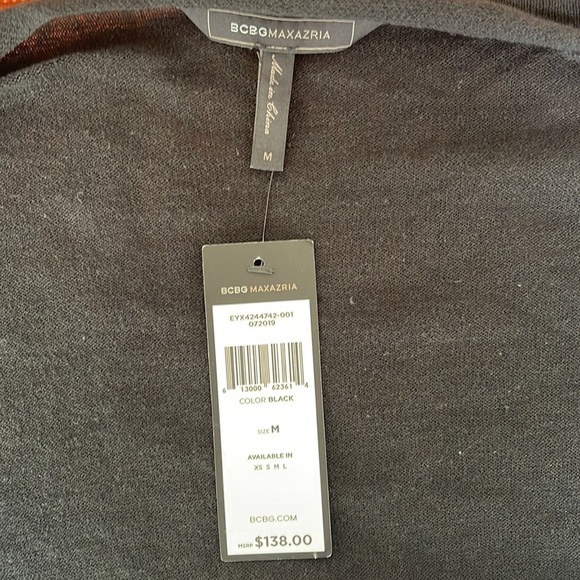 NWT BCBGMaxAzria Linen/Cotton Blend Cardigan Size Medium Color Black - Picture 6 of 7